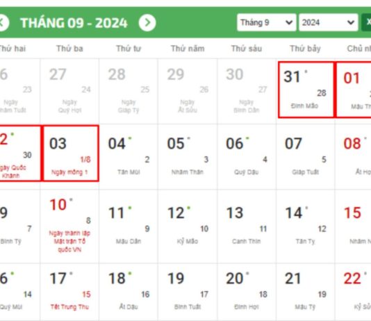 Lịch nghỉ lễ Quốc khánh 2/9/2024: Người lao động được nghỉ 4 ngày