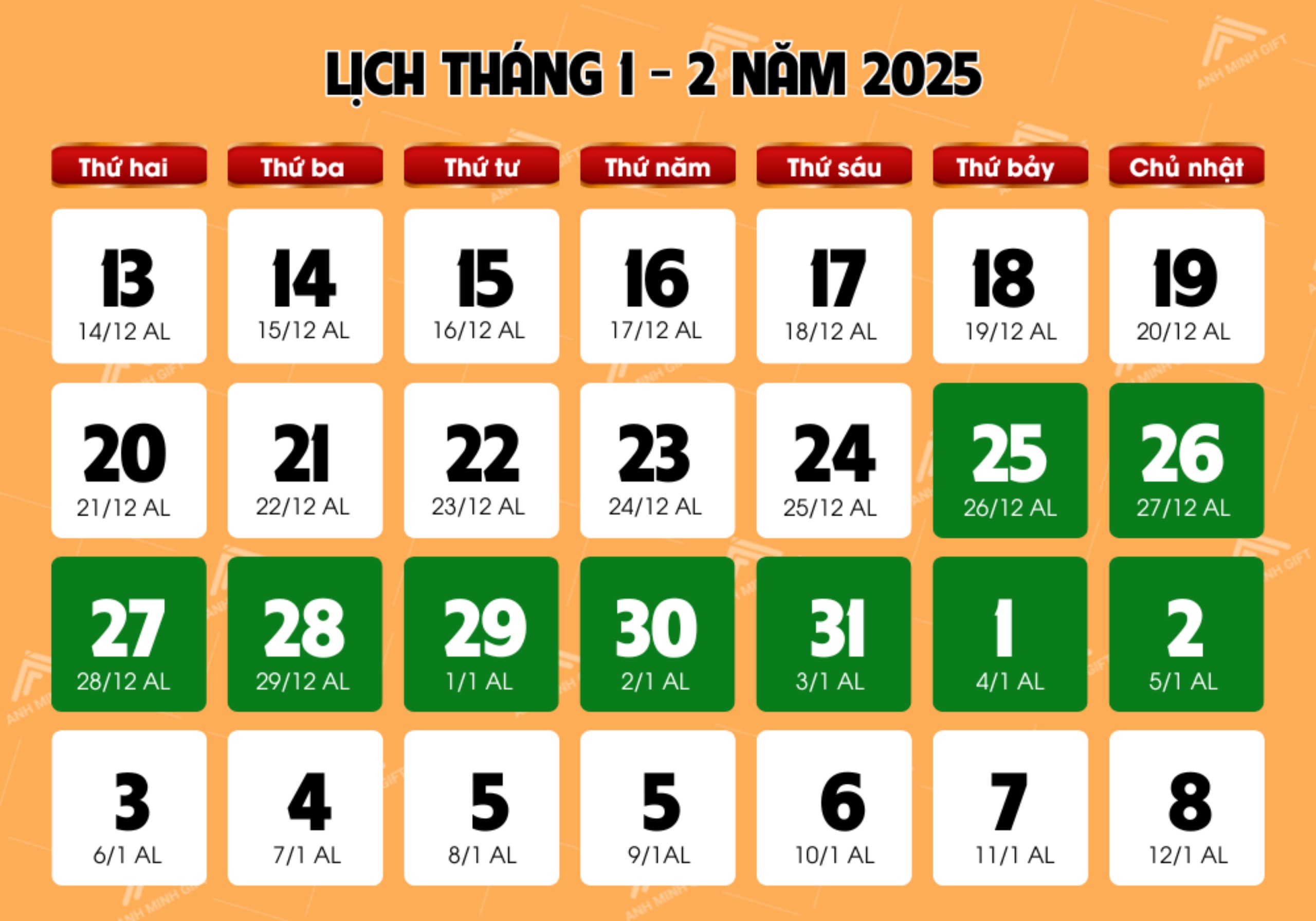 Lịch nghỉ Tết Nguyên đán Ất Tỵ 2025